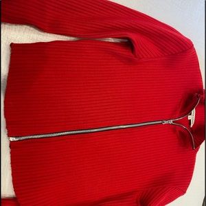 Cotton citizen red long sleeve zip up shirt.